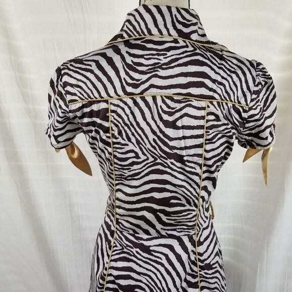 Snap Brown Zebra‎ Print Cotton Button Front Dress - Picture 7 of 8